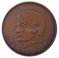 DN Ady Endre 1877-1919 kétoldalas bronz emlékérem, eredeti tokban (60mm) T:1-