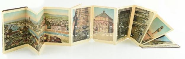 cca 1900-1920 Ricordo di Roma, Napoli, Firenze, Milano, Genova képes leporelló, 6 db