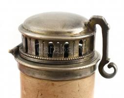 "Argauer Imre Budapesten" tajtékpipa, jelzett, kopásnyomokkal, kupakja antik 13 latos ezüs...