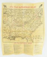 1961 Civil War Battlefield Map 1861-1865. Az amerikai polgárháború csatáinak térképe. Hajtva, eredeti borítékjában, 40x34 cm