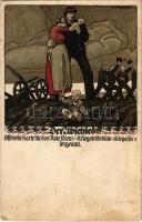 1917 Der Abschied. Offizielle Karte für das Rote Kreuz Kriegshilfsbüro Kriegsfürorgeamt. Art Nouveau litho s: Wilh. Dachauer (EK)