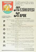 1973 Mezőhegyesi Napok plakát, a programok közt Molnár C. Pál festőművész kiállításának megnyitójával, hajtva, néhány kisebb folttal, 59,5x41,5cm