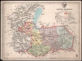 cca 1941 Sopron vármegye térképe, 1 : 335.000, M. kir. honv. Térk. Int., karton, kis sérüléssel, 32,5x24,5 cm