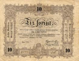 1848 10Ft "Kossuth-bankó" mindkét oldalán látványos nyomdai hibákkal!! T:III