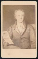 cca 1865 Johann Wolfgang von Goethe (1749-1832) német költő, író, stb., metszetről készült keményhátú fotó, 10,5×6,5 cm