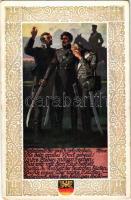 Aus Leyer und Schwert, Lied der Schwarzen Jäger. Th. Körner. / Austro-Hungarian K.u.K. military art postcard. Verlag des Vereines Südmark Karte Nr. 173. s: R. Assmann (EK)