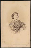 cca 1865 Női portré, keményhátú fotó, 10,5×6,5 cm