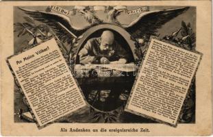 Ein denkwürdiges Dokument für alle Zeiten. An Meine Völker! / Franz Joseph I of Austria, Viribus Unitis propaganda (kis szakadás / small tear)
