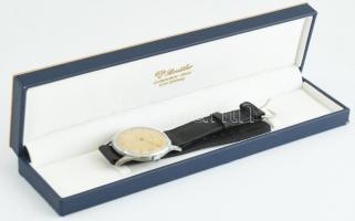 Doxa Jumbo 1958. kissé pettyes számlappal, új bőr szíjjal, működő állapotban, hozzá gyári doboz d: 3...