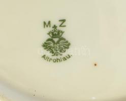 MZ Altrohlau porcelán tányér, kézzel festett, kopott, jelzett. d: 23,5cm