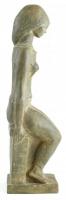 Pikler István (1938): Ülő lány. Terrakotta, mázas. jelzett, hibátlan. 33,5 cm
