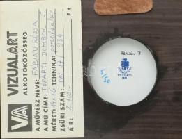 Hollóházi porcelán Fábián Rózsa (1929): Tóparti dombok 5. porcelánkép, bőr keretben matricás, jelzet...