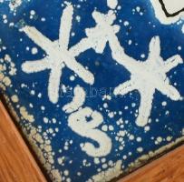 Három királyok. Zománckép. Jelzett, fa keretben. 17x11 cm