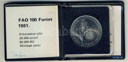1981. 100Ft "FAO" T:BU + 1983. 100Ft "FAO" T:BU Csak 5000db! Mindkettő eredeti tokban, tanúsítvánnyal!