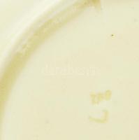 Szecessziós körmöcbányai fajansz dísz tányér készlet 6+1 db. Jelzett, kisebb mázsérülésekkel. d: 17 ...