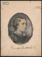 Vachott Sándorné Csapó Mária (1828-1896) írónő portréja, saját kezű aláírásával