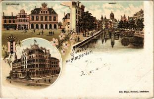 1899 Amsterdam, Oud-Holland, Gracht, American Hotel. Lith. Electr. Drukkerij. Art Nouveau, floral, litho (EB)