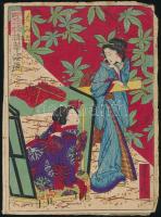 cca 1860 Kínai színezett fametszetek, 2 db, 24×17 cm
