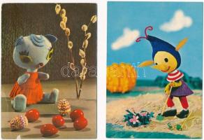 21 db MODERN motívum képeslap: mese, báb és rajzfilm / 21 modern motive postcards, cartoons, puppet films