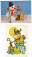 21 db MODERN motívum képeslap: mese, báb és rajzfilm / 21 modern motive postcards, cartoons, puppet ...