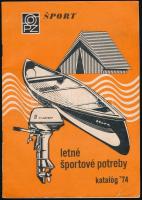 1974 Letné sportové potreby katalóg / csehszlovák túrafelszerelések katalógusa (sátrak, csónakok, stb.), 30 p., fekete-fehér képekkel illusztrálva, tűzött papírkötésben