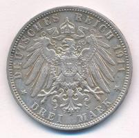 Német Államok / Hamburg 1911J 3M Ag T:2 
German States / Hamburg 1911J 3 Mark Ag C:XF
Krause KM#29...