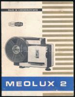 Meopta Meolux 2 csehszlovák filmvetítő használati útmutatója, fekete-fehér fotókkal, német nyelven