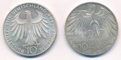 Német Szövetségi Köztársaság 1972G 10M Ag "Müncheni Olimpia - térdelő atléták" + 1972J 10M...