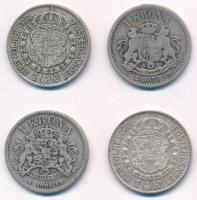 Svédország 1875-1939. 1K Ag (4xklf) T:2-3 Sweden 1875-1939. 1 Krona Ag (4xdiff) C:XF-F