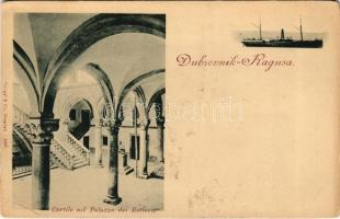 Dubrovnik, Ragusa; Cortile nel Palazzo dei Rettori / palace, steamship (EB)