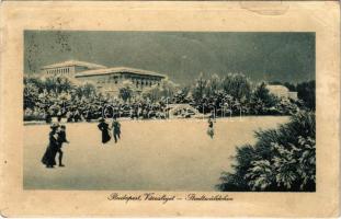 1909 Budapest XIV. Városliget télen, jégkorcsolyázók (r)