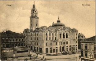 1907 Pécs, Városháza, Kemény Mór, Tauszig üzlete. Fürst Lipót kiadása (EB)