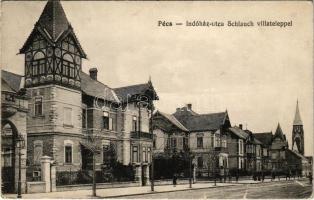 1924 Pécs, Indóház utca Schlauch villateleppel. Karpf Berta kiadása (EK)