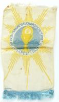 1938 Eucharisztikus Kongresszus selyem zászló. Sérült. 12x22 cm