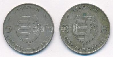 1947. 5Ft Ag "Kossuth" (2x) T:3 patina
Adamo F8.1