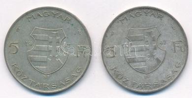 1947. 5Ft Ag "Kossuth" (2x) T:3 patina
Adamo F8.1