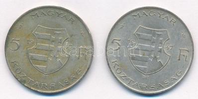 1947. 5Ft Ag "Kossuth" (2x) T:2-,3 patina
Adamo F8.1