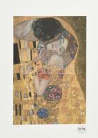 Gustav Klimt (1862-1918): Csók - The Kiss. Ofszett, papír. Sorszámozot 151/200. Jelzett a nyomaton. hozzá tanúsítvány. / Ofset with attest 29x44 cm