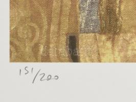 Gustav Klimt (1862-1918): Csók - The Kiss. Ofszett, papír. Sorszámozot 151/200. Jelzett a nyomaton. ...