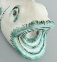 Gorka Géza (1894-1971): Habános figurális halas gyertyatartó. Cserép, csontszínű, repesztett (ún. Bi...