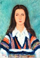 Szepes Gyula (1902-1992): Lány portré 1979. Olaj, vászon, jelzett 73,5×50 cm