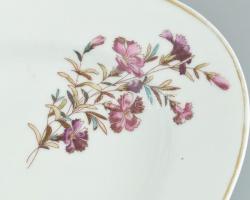 Óherendi sültes tál, kézzel festett porcelán, jelzett, kopott, 38,5x25,5cm