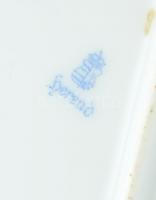 Óherendi sültes tál, kézzel festett porcelán, jelzett, kopott, 38,5x25,5cm