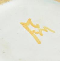 Gosztonyi Mária (1893-1989): Csacsis, habános, füles kínálótálka. Színes mázakkal festett kerámia, j...