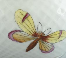 Herendi Viktória mintás áttört porcelán kaspó, kézzel festett, jelzett, kopásnyomokkal, m: 8,5 cm