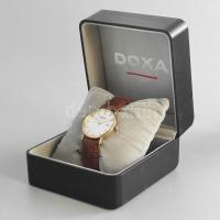 Arany (Au/14k) DOXA 1000.50 analóg kijelzős, dátumfunkciós, quartz férfi karóra, barna bőr szíjjal. ...