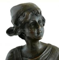 C. Pesmeure jelzéssel: Magvető lány. Öntött, patinázott bronz, márvány talpon. m: 33,5 cm