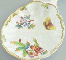 Herendi Viktória madaras kínáló, kézzel festett, jelzett, kopott, restaurált, 34x13x14cm