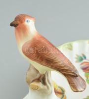 Herendi Viktória madaras kínáló, kézzel festett, jelzett, kopott, restaurált, 34x13x14cm