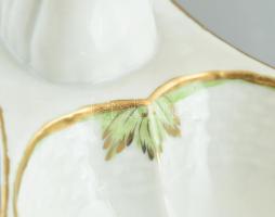 Herendi Viktória madaras kínáló, kézzel festett, jelzett, kopott, restaurált, 34x13x14cm